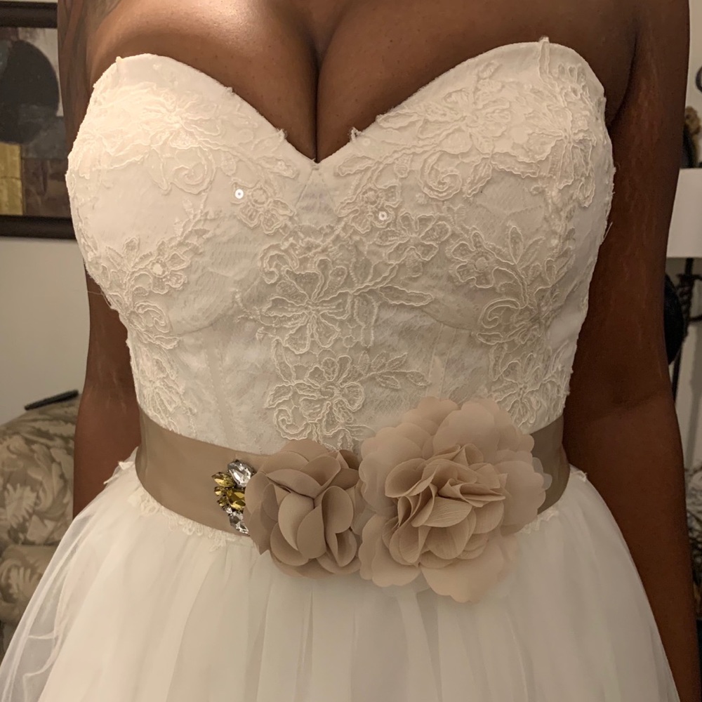 Never worn tag attached David’s Bridal gown. - Picture 1 of 3